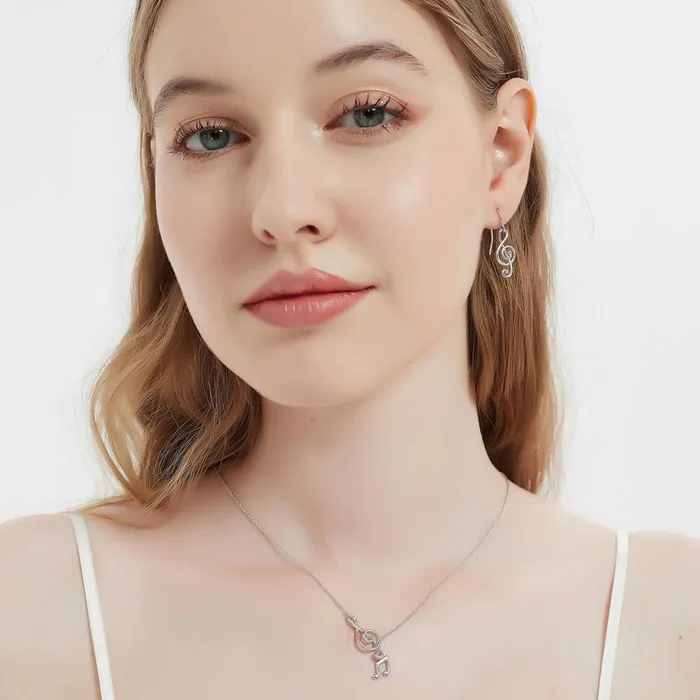 Treble Clef Music Note Set in Sterling Silver BERRICLE Earrings
