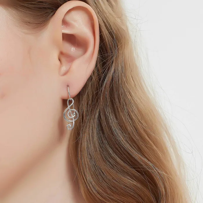 Treble Clef Music Note Set in Sterling Silver BERRICLE Earrings