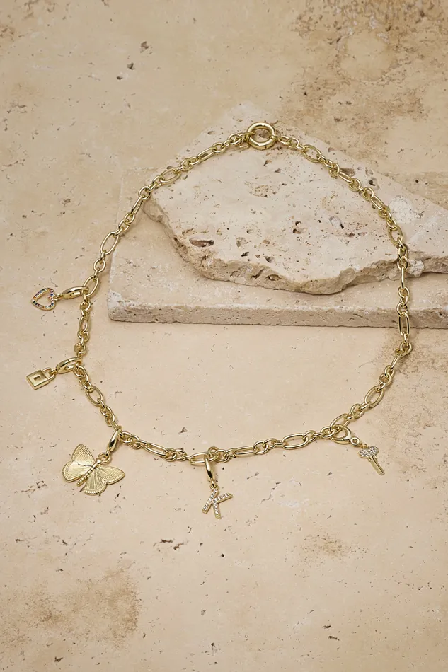 Untamed Petals Charm Necklaces Key Charm