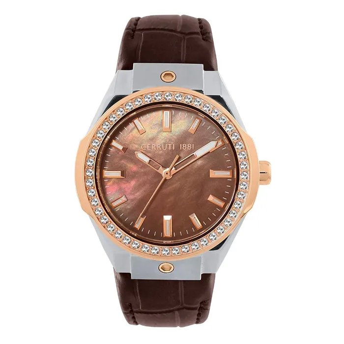 Watches CERRUTI 1881 Womens Ruscello Analog Brown Leather Watch Cerruti
