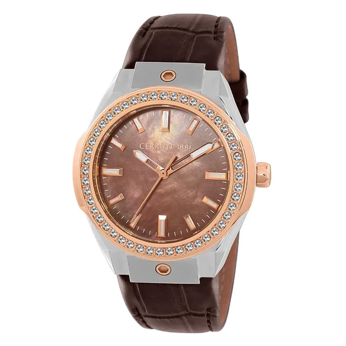 Watches CERRUTI 1881 Womens Ruscello Analog Brown Leather Watch Cerruti
