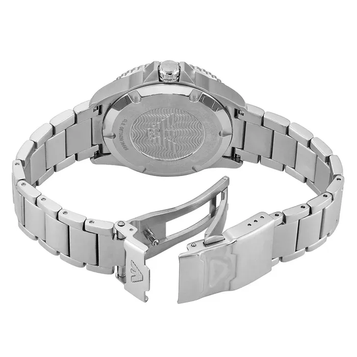 Watches Emporio Armani Emporio Armani World Explorer Diver GMT Gents Blue Dial Stainless Steel Watch