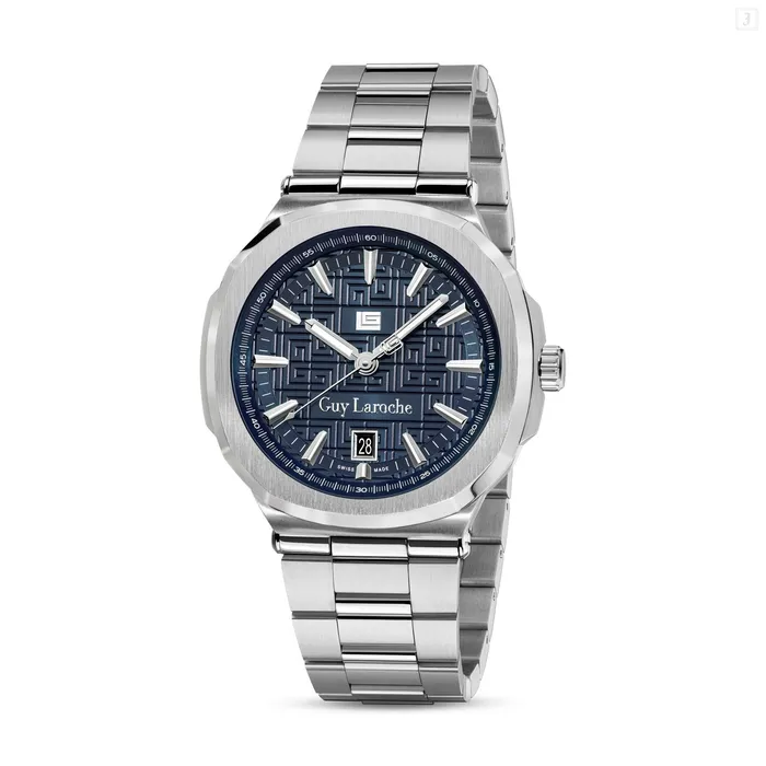 Watches Guy Laroche Guy Laroche Charlie Gents Blue Dial Stainless Steel Watch