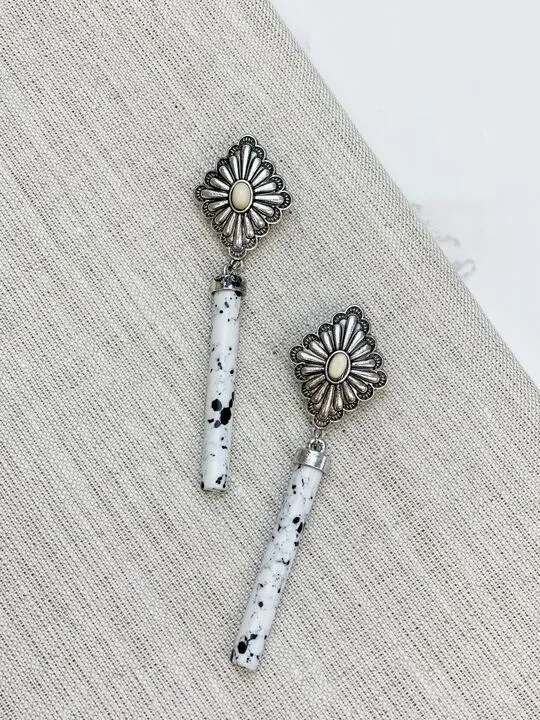 Western Drop Dangle Earrings White Black Prep Obsessed MOA Earrings