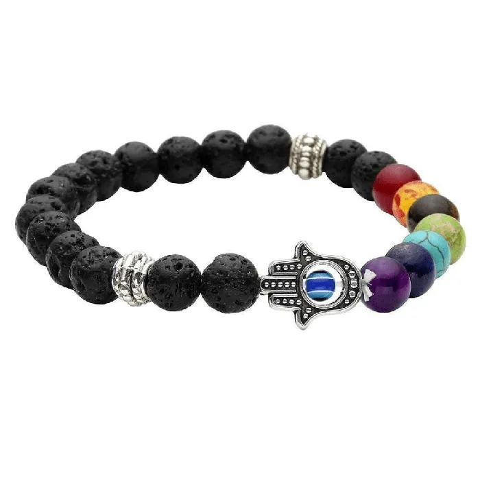 WickedAF Lavastone Hamsa Chakra Bracelet Bracelets