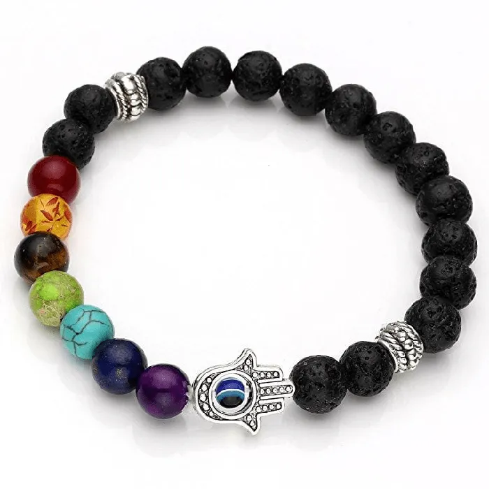WickedAF Lavastone Hamsa Chakra Bracelet Bracelets