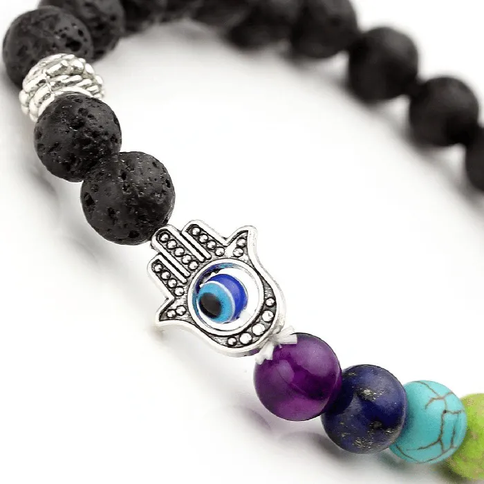 WickedAF Lavastone Hamsa Chakra Bracelet Bracelets