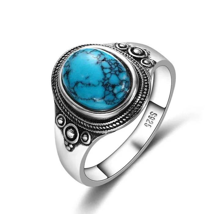 WickedAF Rings Turquoise Stone Signet Sterling Silver Ring