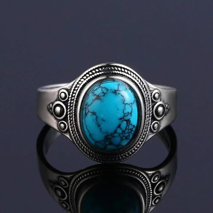 WickedAF Rings Turquoise Stone Signet Sterling Silver Ring