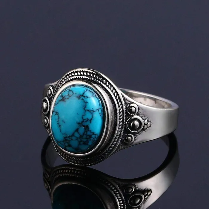 WickedAF Rings Turquoise Stone Signet Sterling Silver Ring