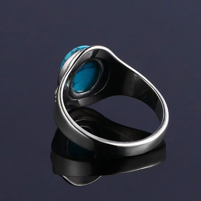WickedAF Rings Turquoise Stone Signet Sterling Silver Ring