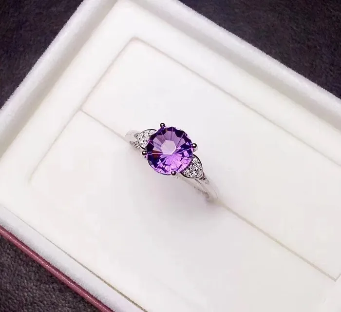 wickedafstore Rings 925 Sterling Silver Natural Amethyst Ring
