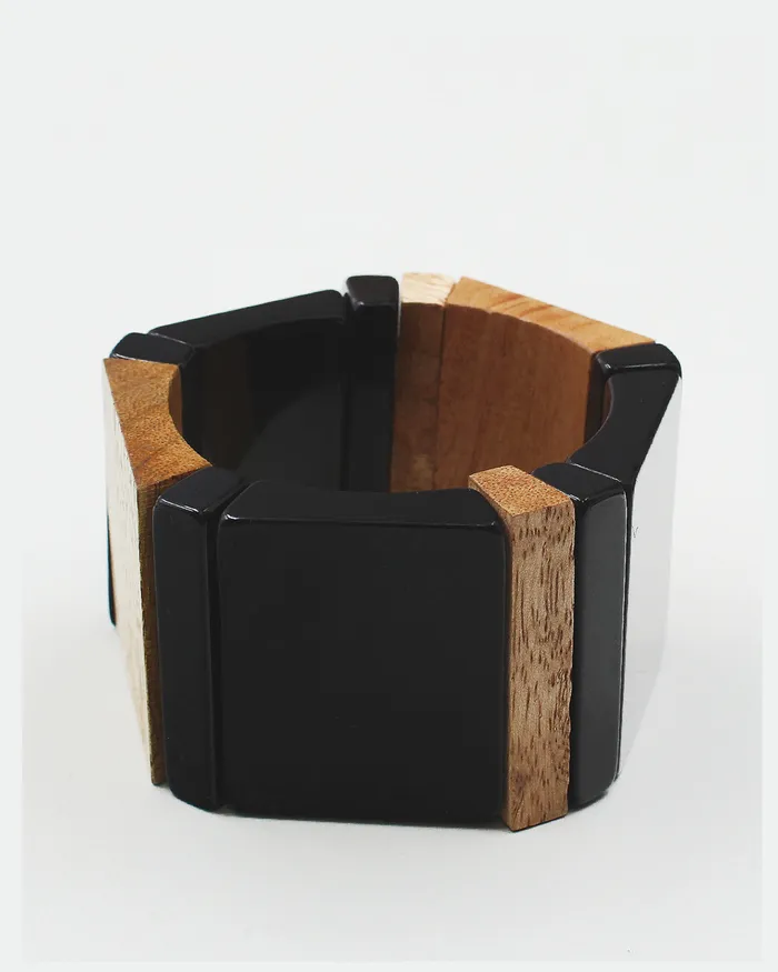 Wood Resin Block Stretch Bracelet 072022 Bracelets