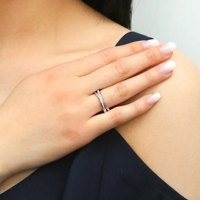 Woven Criss Cross CZ Ring in Sterling Silver BERRICLE Rings