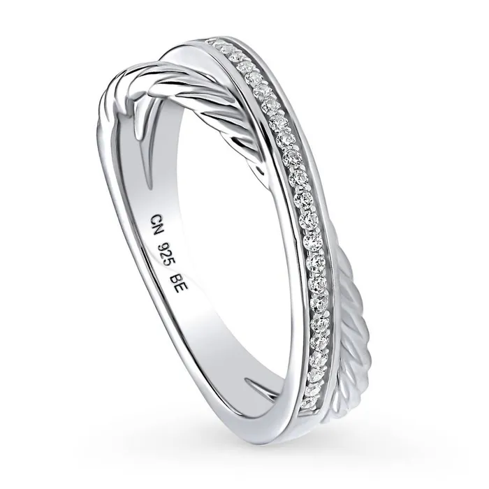 Woven Criss Cross CZ Ring in Sterling Silver BERRICLE Rings