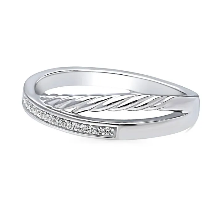 Woven Criss Cross CZ Ring in Sterling Silver BERRICLE Rings