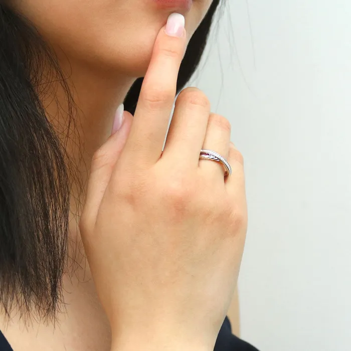 Woven Criss Cross CZ Ring in Sterling Silver BERRICLE Rings
